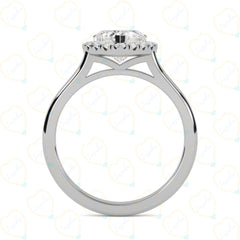 Anello con diamante Halo Lab Grown taglio cuore TCW da 1,50 per donna