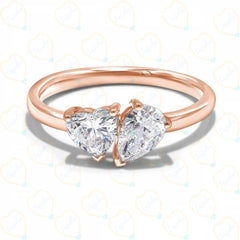 1.00 CTW Heart Cut Toi Et Moi Lab Grown Diamond Ring for Women