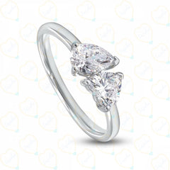 1.00 CTW Heart Cut Toi Et Moi Lab Grown Diamond Ring for Women