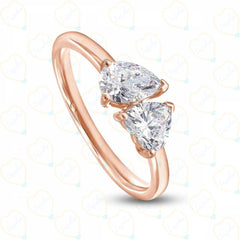 1.00 CTW Heart Cut Toi Et Moi Lab Grown Diamond Ring for Women