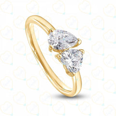 1.00 CTW Heart Cut Toi Et Moi Lab Grown Diamond Ring for Women