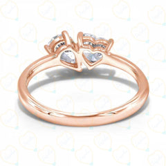 1.00 CTW Heart Cut Toi Et Moi Lab Grown Diamond Ring for Women