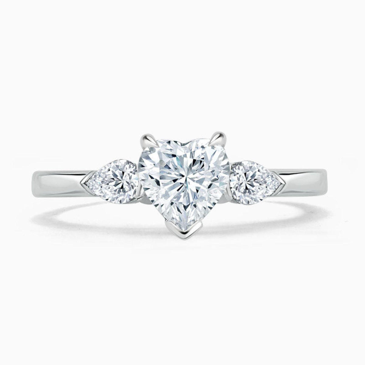 2.00 TCW Heart Cut 3 Stone Lab Grown Diamond Ring for Women