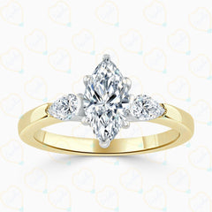 1.00 TCW Marquise Cut 3 Stone Lab Grown Diamond Ring for Women