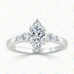 1.00 TCW Marquise Cut 3 Stone Lab Grown Diamond Ring for Women