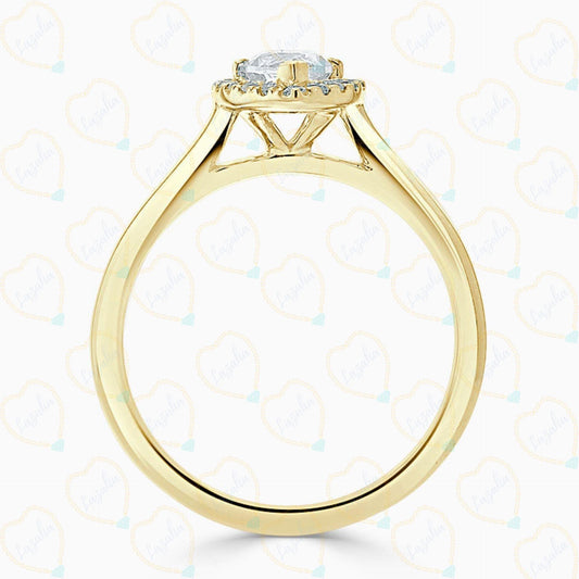 1.00 CTW Marquise Cut Halo Lab Grown Diamond Ring for Women