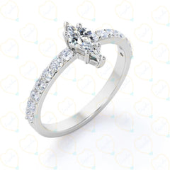 1.00 CTW Kite Cut Solitaire With Accents Lab Grown Diamond Ring for Women