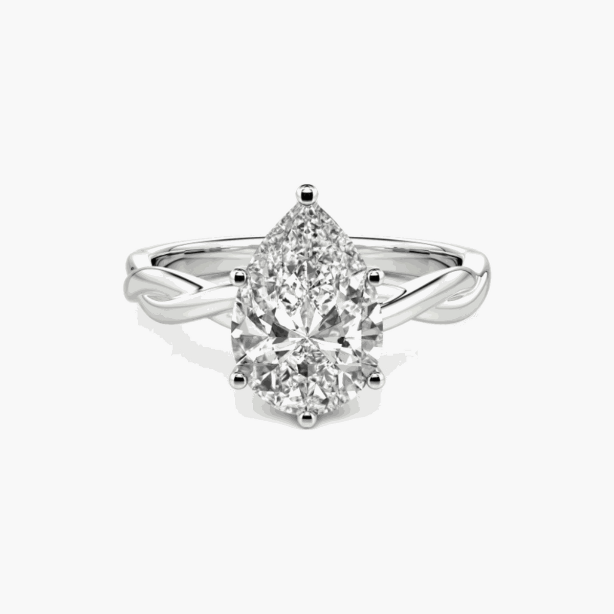 2.00 CTW Pear Cut Twisted Lab Grown Diamond Ring for Women