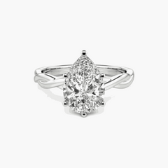 2.00 CTW Pear Cut Twisted Lab Grown Diamond Ring for Women