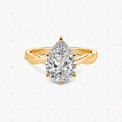 2.00 CTW Pear Cut Twisted Lab Grown Diamond Ring for Women