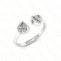 2.00 CTW Heart Cut Toi Et Moi Lab Grown Diamond Ring for Women