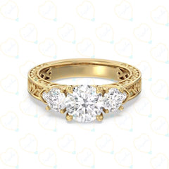 1.30 CTW Round Cut Art Deco Lab Grown Diamond Ring for Women