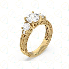 1.30 CTW Round Cut Art Deco Lab Grown Diamond Ring for Women