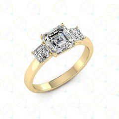 2.00 CTW Asscher Cut 3 Stone Lab Grown Diamond Ring for Women