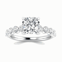 1.50 CTW Cushion Cut Solitaire With Accents Lab Grown Diamond Ring for Women