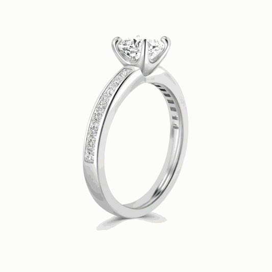 Anello da donna con diamante solitario taglio cuscino da 1,50 CTW con accenti, di Lazaha