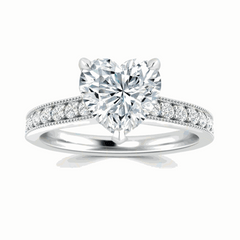 1.50 TCW Heart Cut-Solitaire With Accents Lab-Grown Diamond Ring for Women by Lazaha