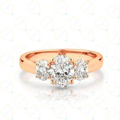 0.75 CTW Oval Cut 3 Stone Lab Grown Diamond Ring for Women