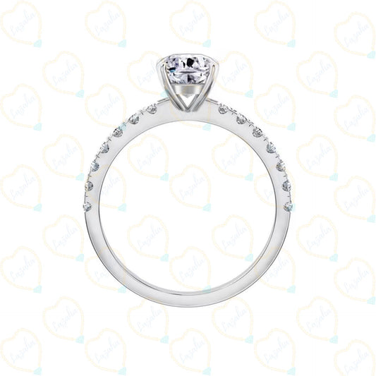 1.00 CTW Cushion Cut Solitaire With Accents Lab Grown Diamond Ring for Women