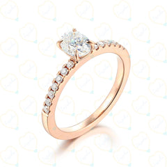 0.75 TCW Oval Cut Solitaire With Accents Lab Grown Diamond Ring for Women