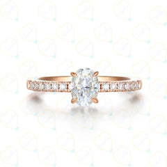 0.75 TCW Oval Cut Solitaire With Accents Lab Grown Diamond Ring for Women