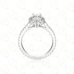 0.75 TCW Oval Cut Halo Lab Grown Diamond Ring for Women