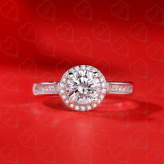 1.00 TCW Round Cut Halo Lab Grown Diamond Ring for Women