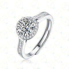 1.00 TCW Round Cut Halo Lab Grown Diamond Ring for Women