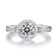 1.00 TCW Round Cut Halo Lab Grown Diamond Ring for Women