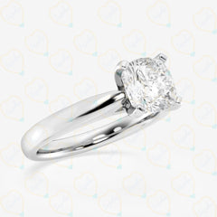 0.90 TCW Cushion Cut Solitaire Lab Grown Diamond Ring for Women