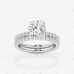 1.30 CTW Cushion Cut Bridal Set Lab Grown Diamond Ring for Women