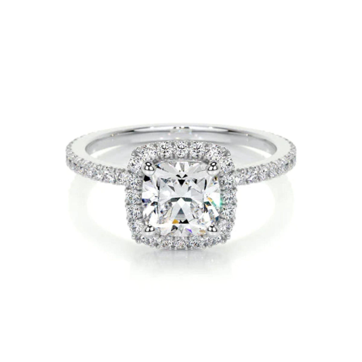 0.90 TCW Cushion Cut Hidden Halo Lab Grown Diamond Ring for Women