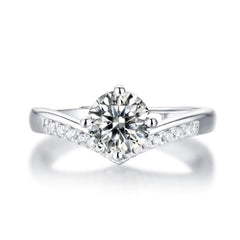 1.00 TCW Round Cut Solitaire With Accents Lab Grown Diamond Ring for Women