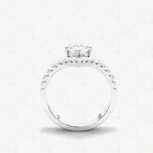 1.20 TCW Pear Cut Bridal Set Lab Grown Diamond Ring for Women