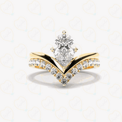 1.20 TCW Pear Cut Bridal Set Lab Grown Diamond Ring for Women