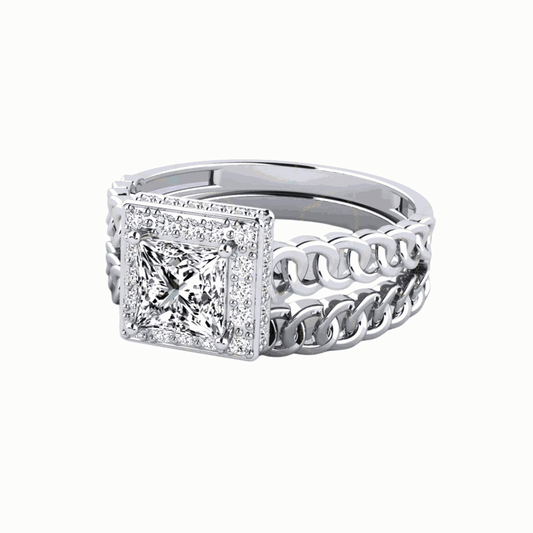 1.00 CTW Princess Cut Bridal Set Lab Diamond Ring for Women