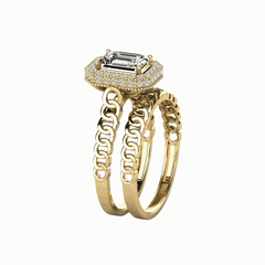 1.00 CTW Emerald Cut Bridal Set Lab Grown Diamond Ring for Women