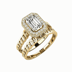 1.00 CTW Emerald Cut Bridal Set Lab Grown Diamond Ring for Women