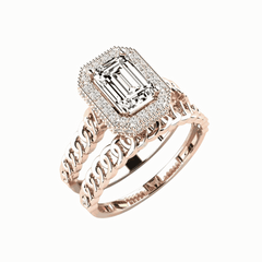 1.00 CTW Emerald Cut Bridal Set Lab Grown Diamond Ring for Women