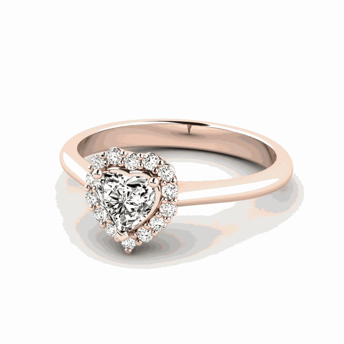 1.00 CTW Heart Cut Halo Lab Grown Diamond Ring for Women