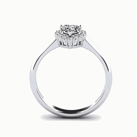 1.00 CTW Heart Cut Halo Lab Grown Diamond Ring for Women