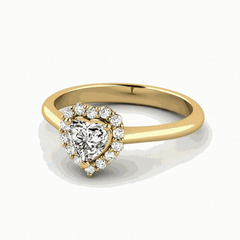 1.00 CTW Heart Cut Halo Lab Grown Diamond Ring for Women