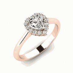 Anello con diamante Halo Lab Grown taglio cuore da 1,00 CTW per donna