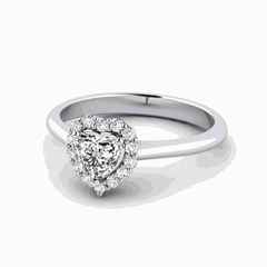 1.00 CTW Heart Cut Halo Lab Grown Diamond Ring for Women