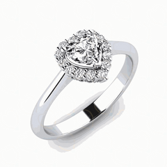 Anello con diamante Halo Lab Grown taglio cuore da 1,00 CTW per donna