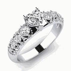 1.25 CTW Heart Cut Solitaire With Accents Lab Grown Diamond Ring for Women