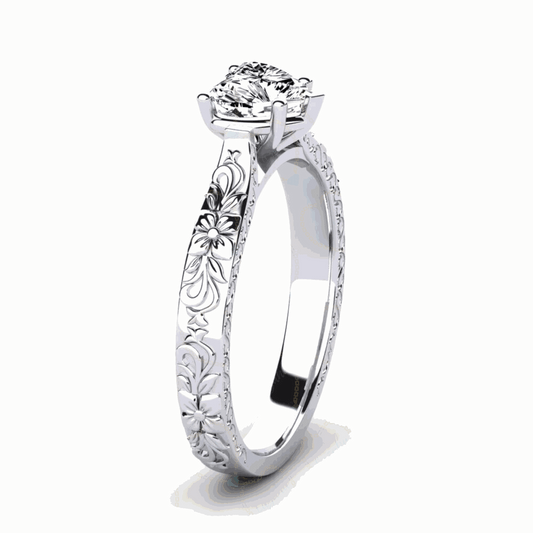 1.50 CTW Heart Cut Solitaire Lab Grown Diamond Ring for Women