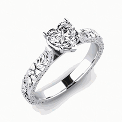 1.50 CTW Heart Cut Solitaire Lab Grown Diamond Ring for Women