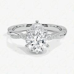 1.65 CTW Pear Cut Twisted Lab Grown Diamond Ring for Women