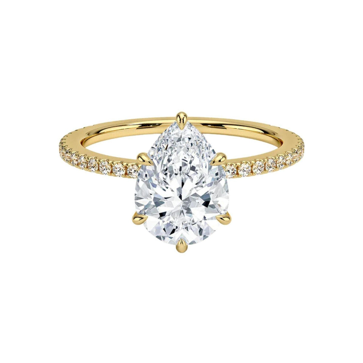 1.20 CTW Pear Cut Solitaire With Accents Lab Grown Diamond Ring for Women